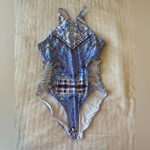 Red Carter Multicolor Geometric One Piece Swimsuit